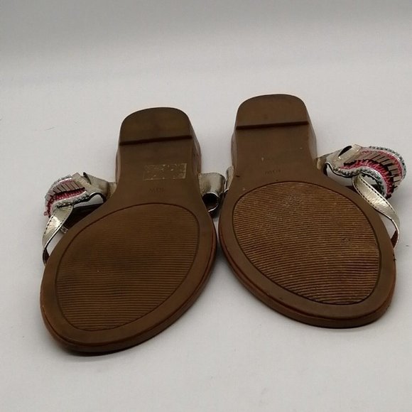 Lane Bryant Womens Wedge Heel Thong Sandal Silver/Multicolor Cushioned Sz‎ 10 W - Picture 4 of 9